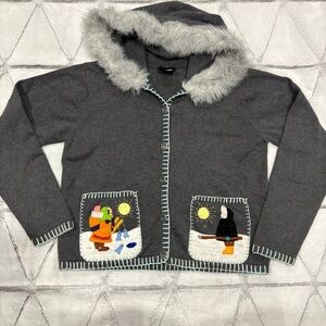 90's Eskimo Alaskan Winter Snap Button Shirt Sz Small Vintage Festive Ugly